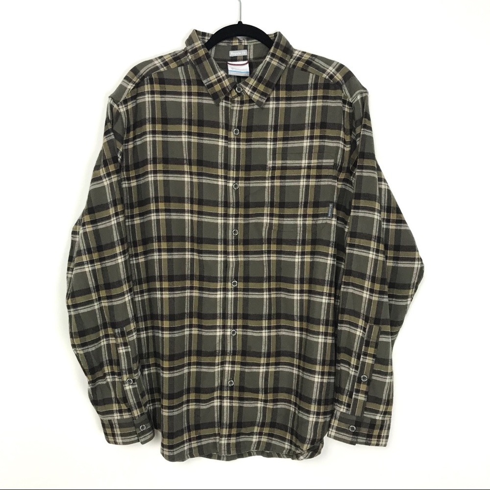 Columbia Mens Large Reg Fit Plaid Flannel Shirt